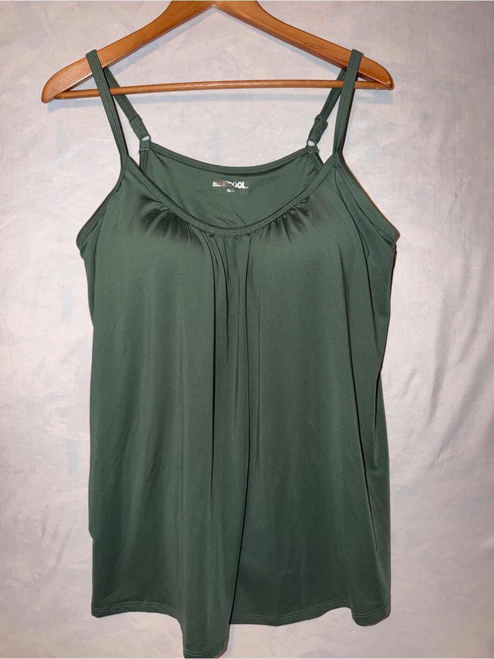 32 Degrees Olive Green Pleated Tank with Adjustable Straps